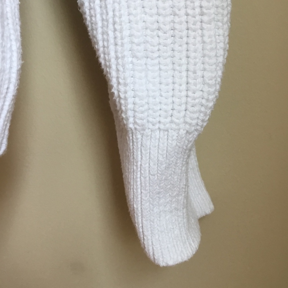 J. Crew White Organic Cotton Fisherman Knit Sweater Medium - Picture 6 of 11